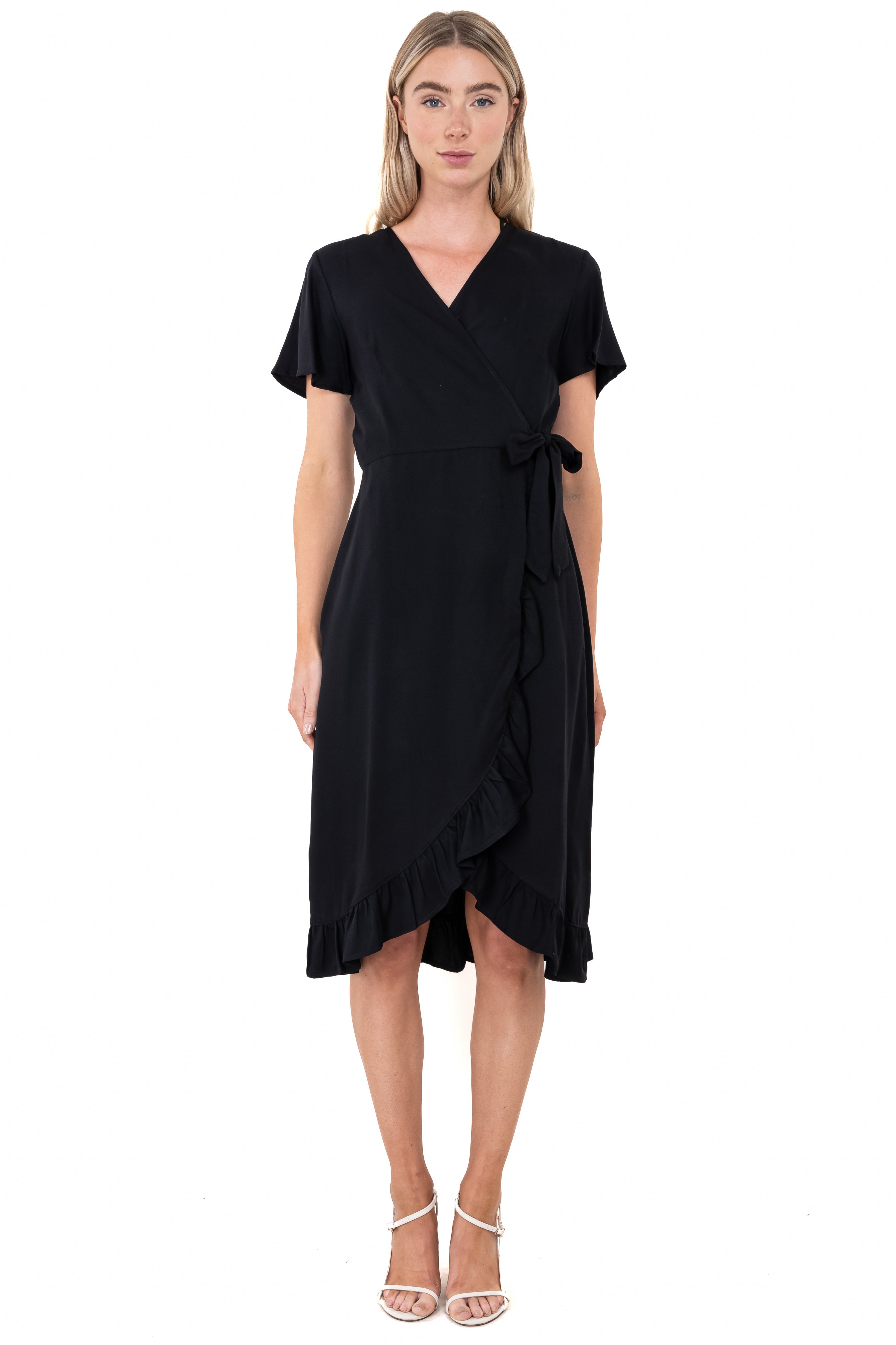 Midi Wrap Olanes dress BLACK