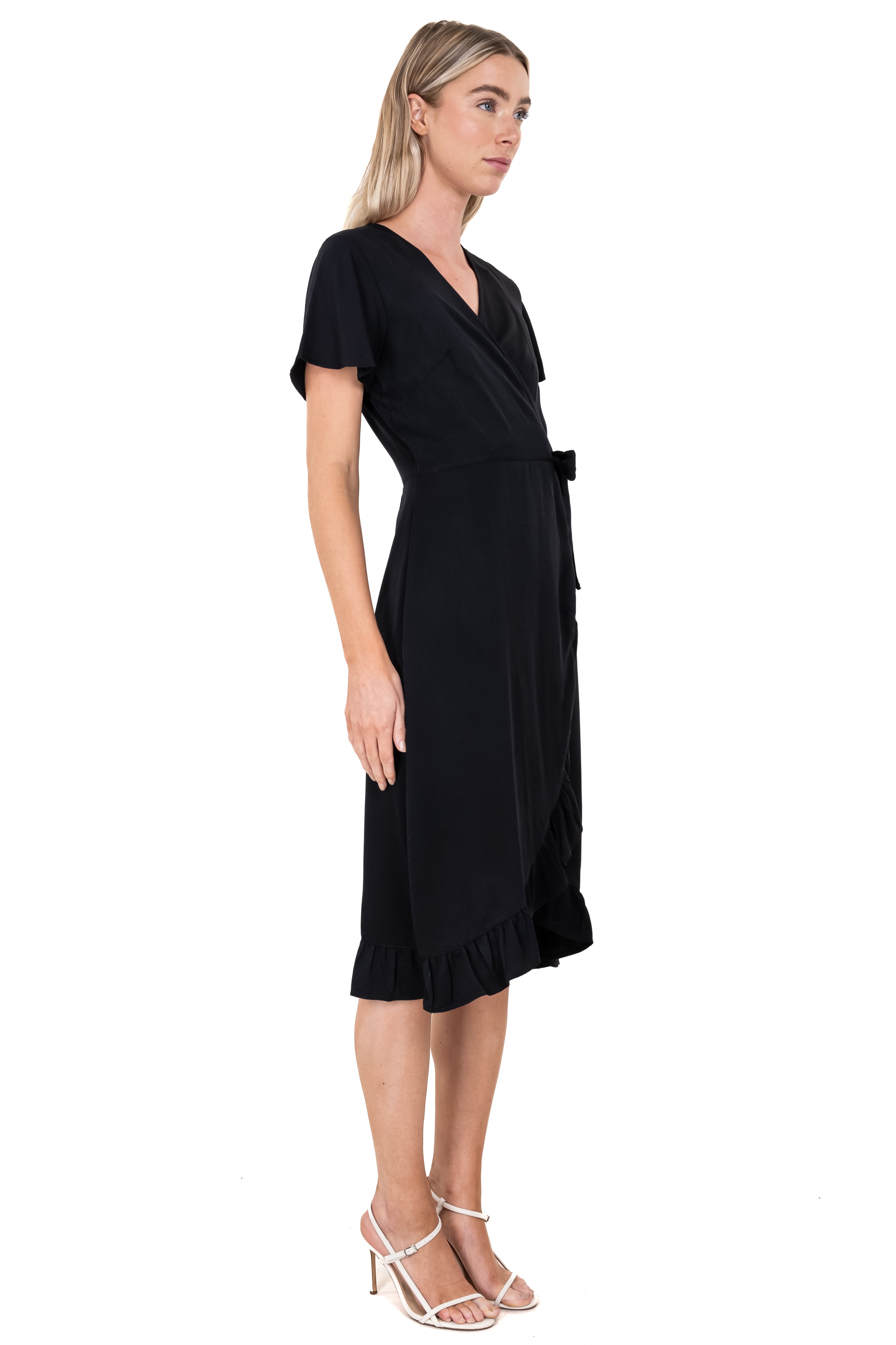 Midi Wrap Olanes dress BLACK