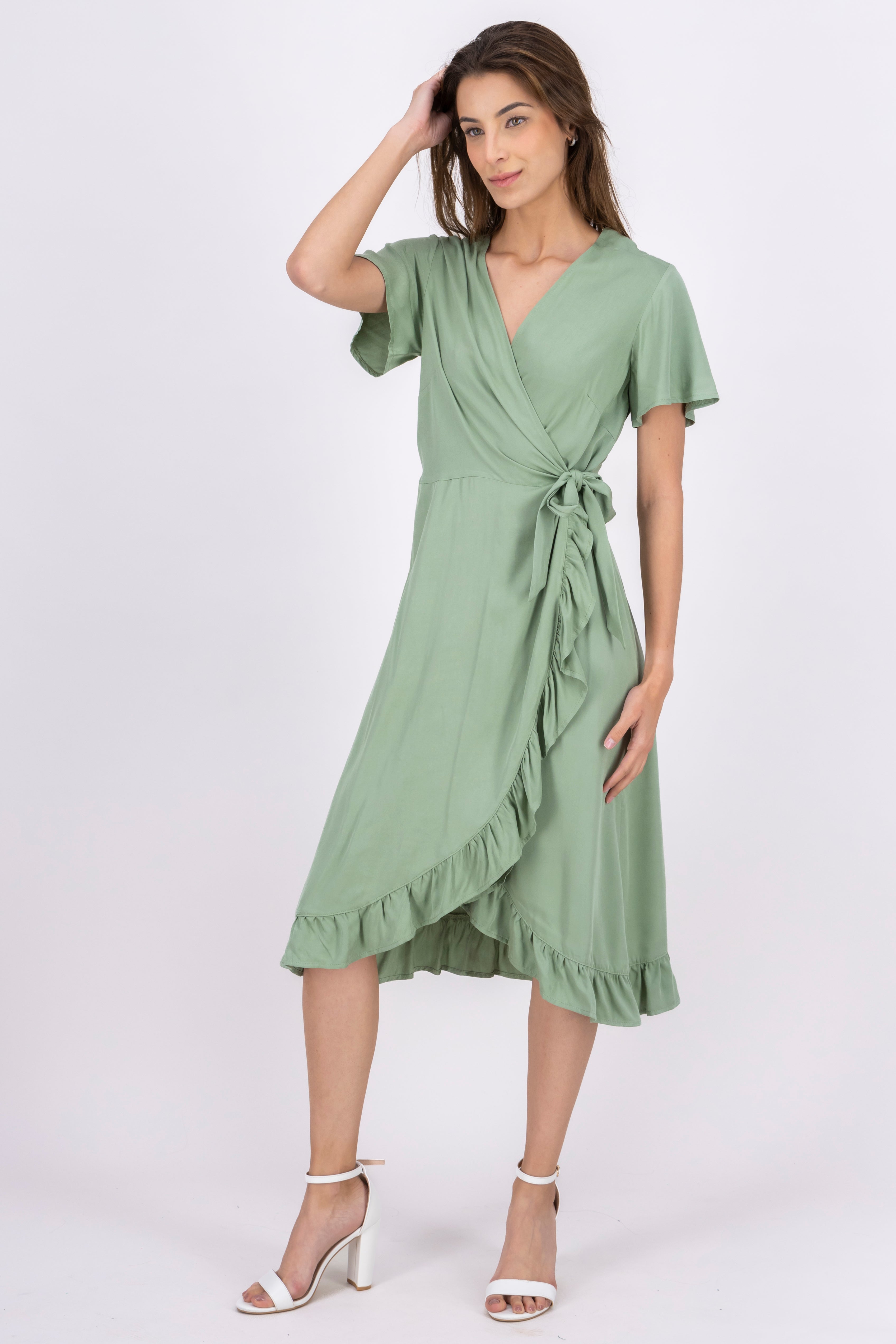 Midi Wrap Olanes dress Light green