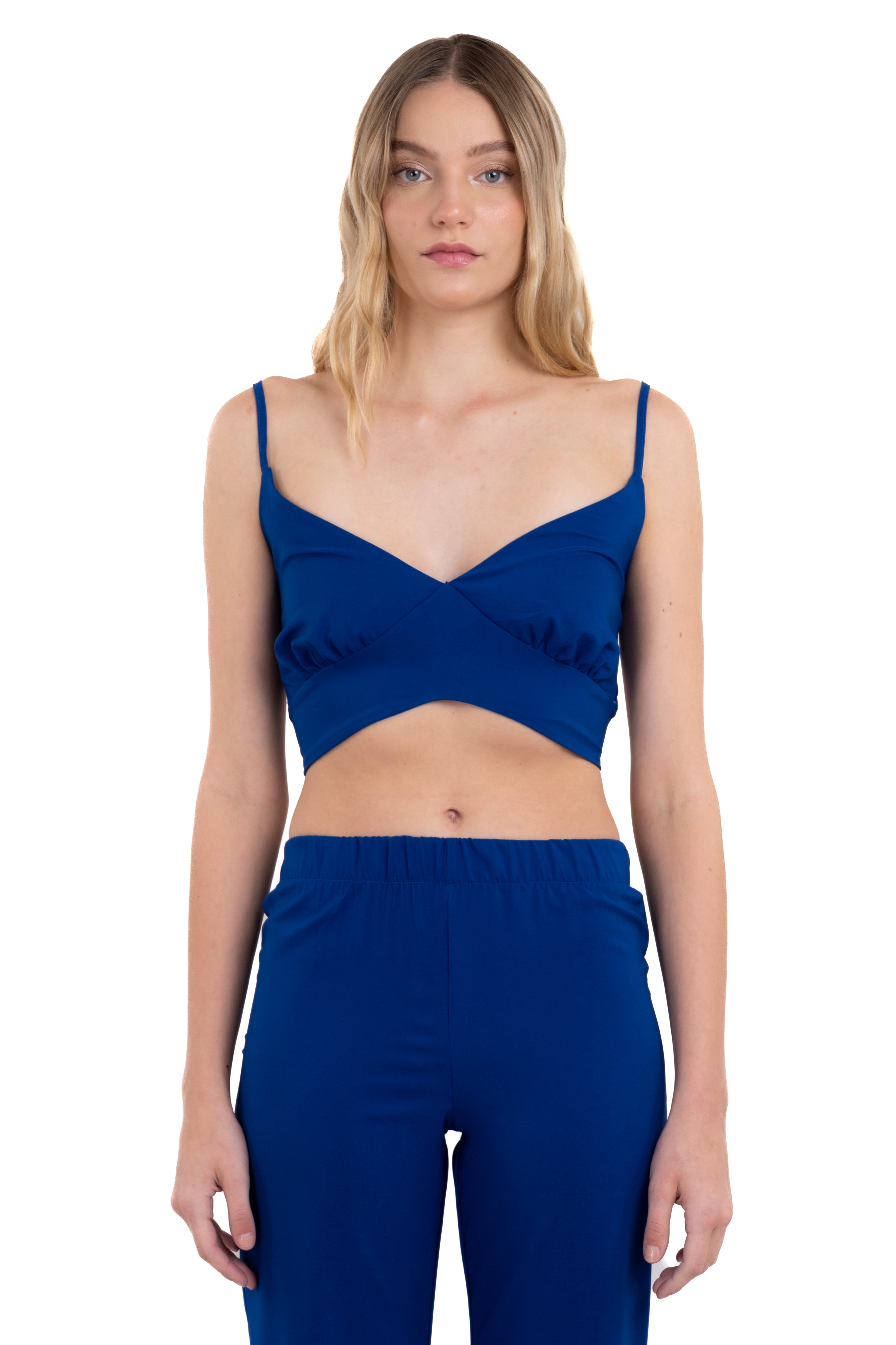 Top Straps neckline V Electric blue