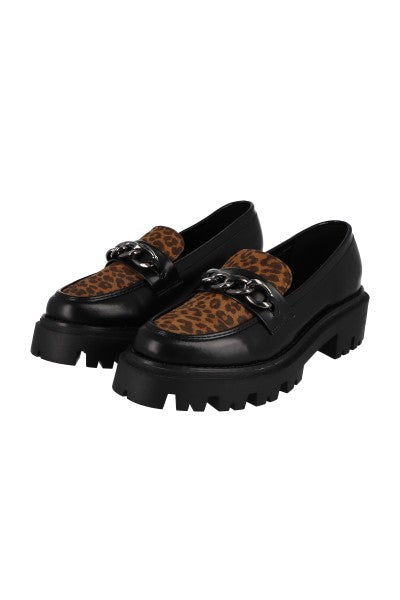 Loafers chunky bicolor cadena CAFE