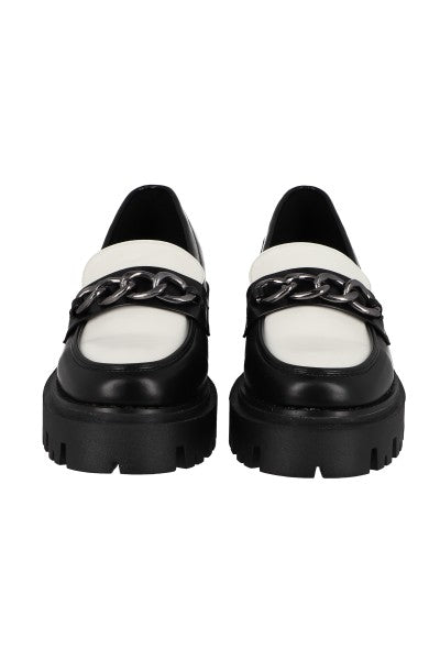 Loafers chunky bicolor cadena NEGRO