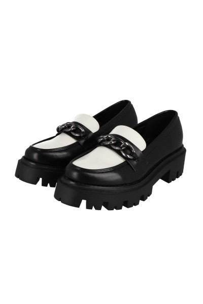 Loafers chunky bicolor cadena NEGRO