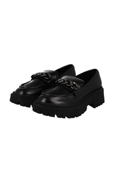 Loafers chunky monocolor cadena NEGRO