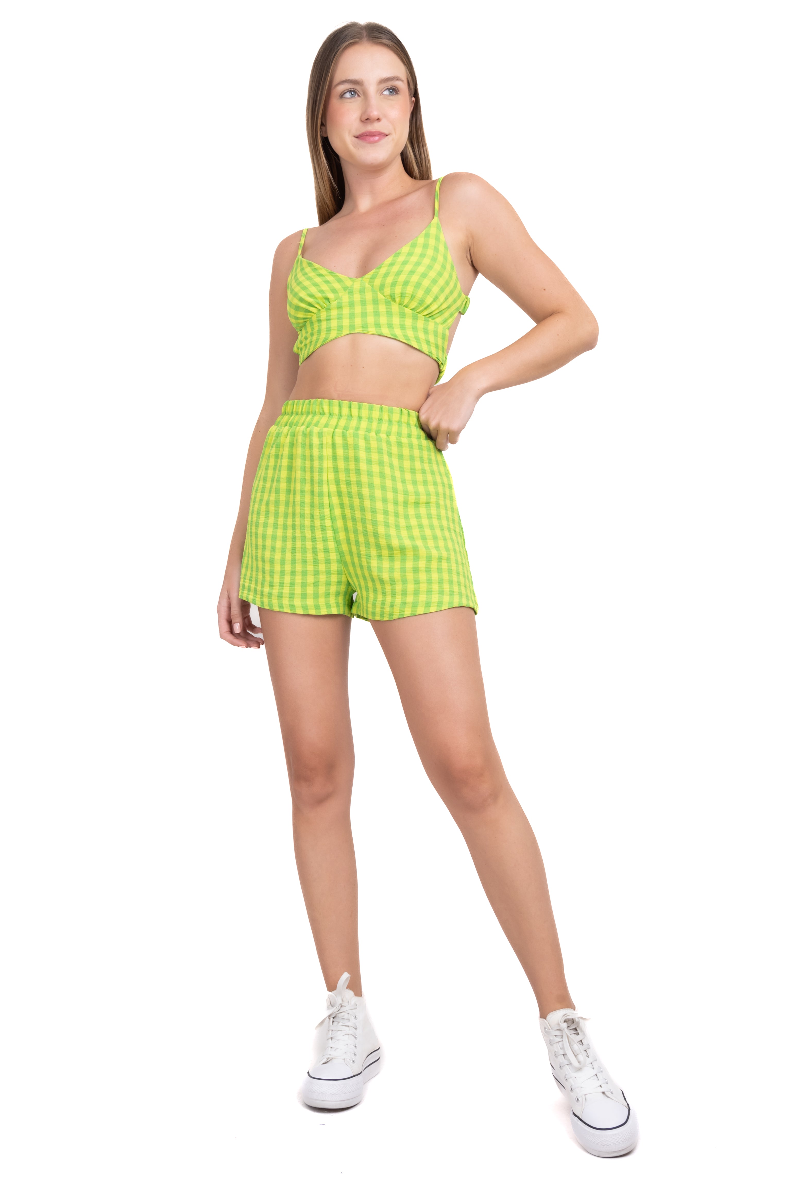 Short cuadros bicolor VERDE COMBO