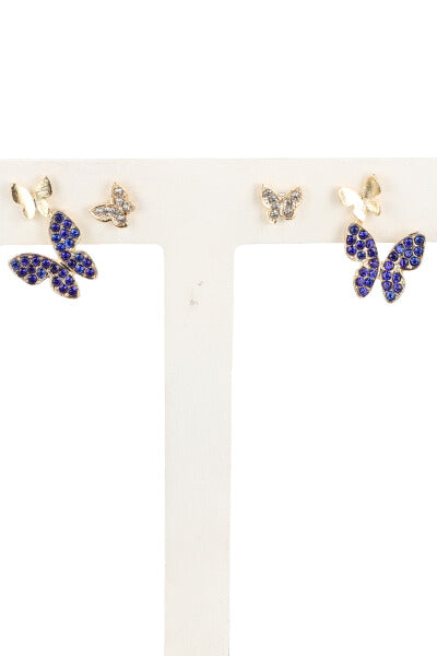 2 Pr Aretes Mariposa AZUL REY