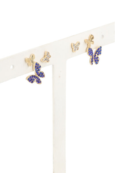 2 Pr Aretes Mariposa AZUL REY