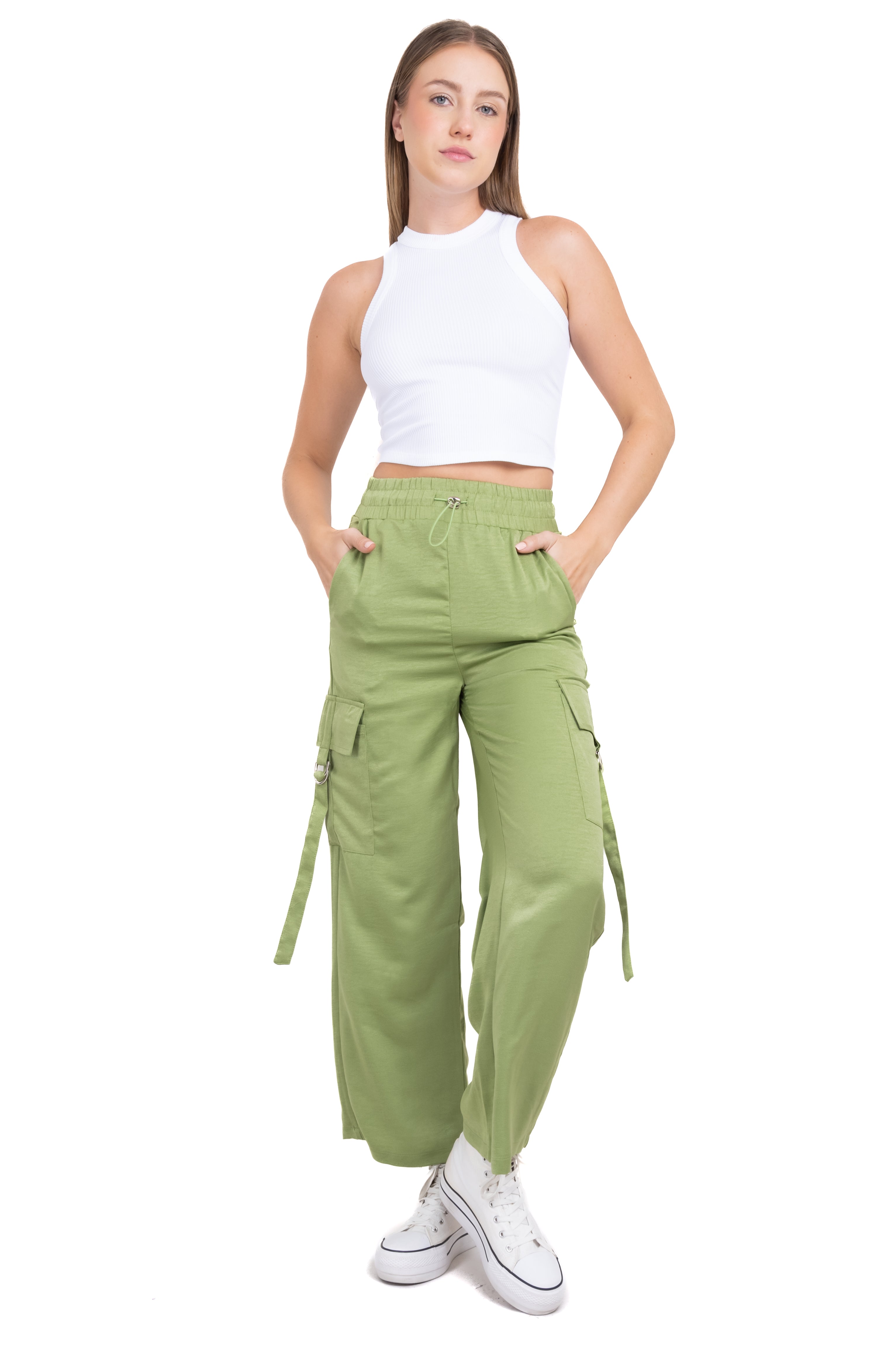 Multi belt bag pants GREEN