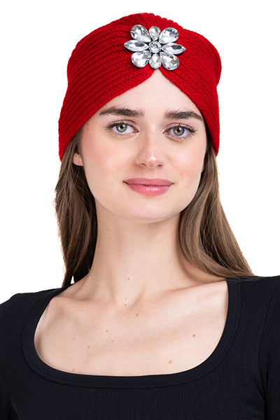 Gorro turbante tejido brillos ROJO