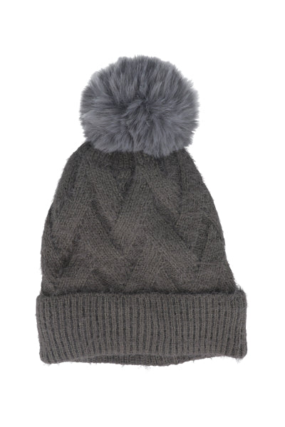 Gorro tejido pompón GRIS