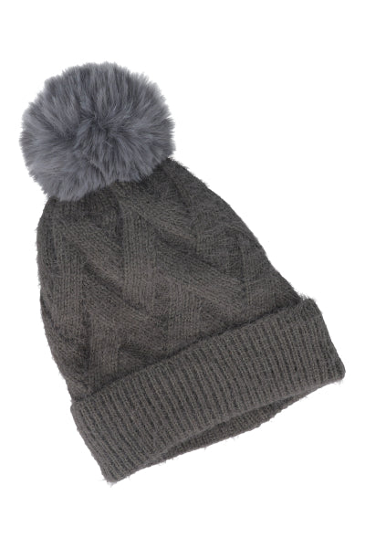 Gorro tejido pompón GRIS