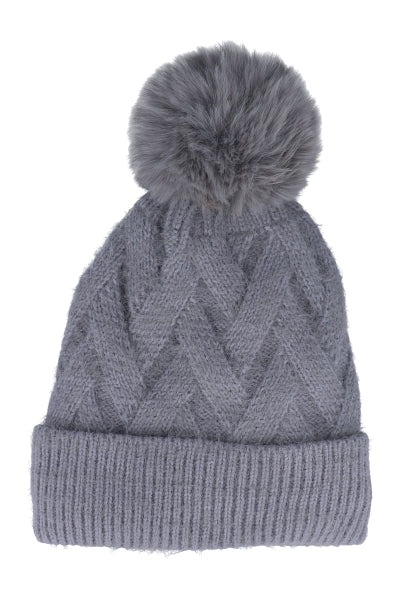 Gorro tejido pompón GRIS CLARO