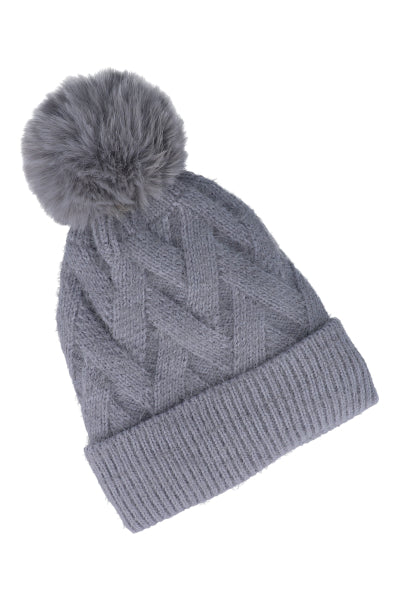 Gorro tejido pompón GRIS CLARO