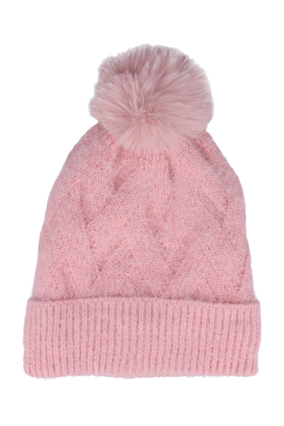 Gorro tejido pompón ROSA