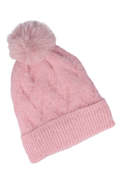 Gorro tejido pompón ROSA