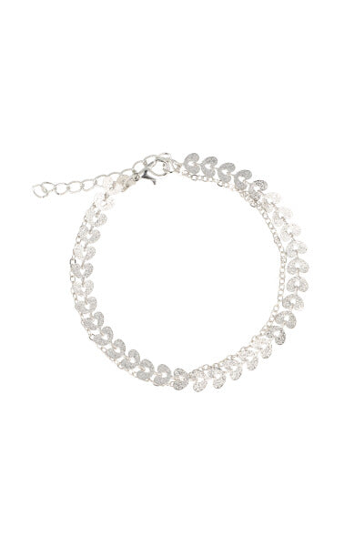 Anklet 2L Heart SILVER