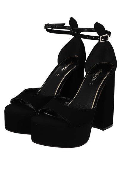 Tacón peep toe pulsera NEGRO