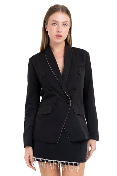 Saco botones brillos NEGRO