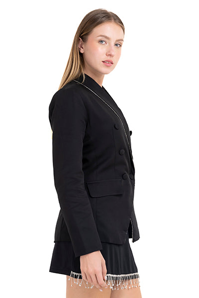 Saco botones brillos NEGRO