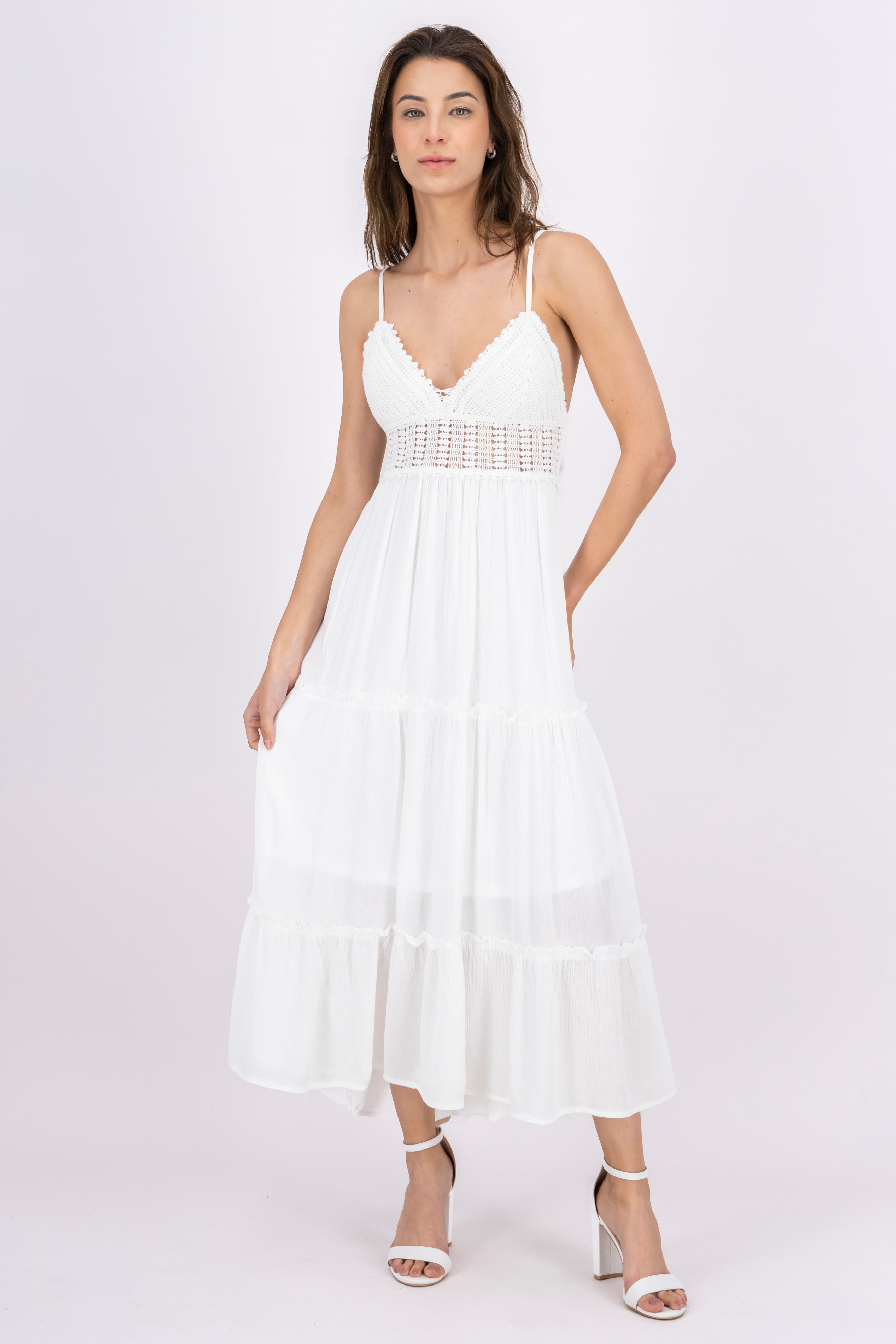 Maxi Cocochet Cup Dress WHITE