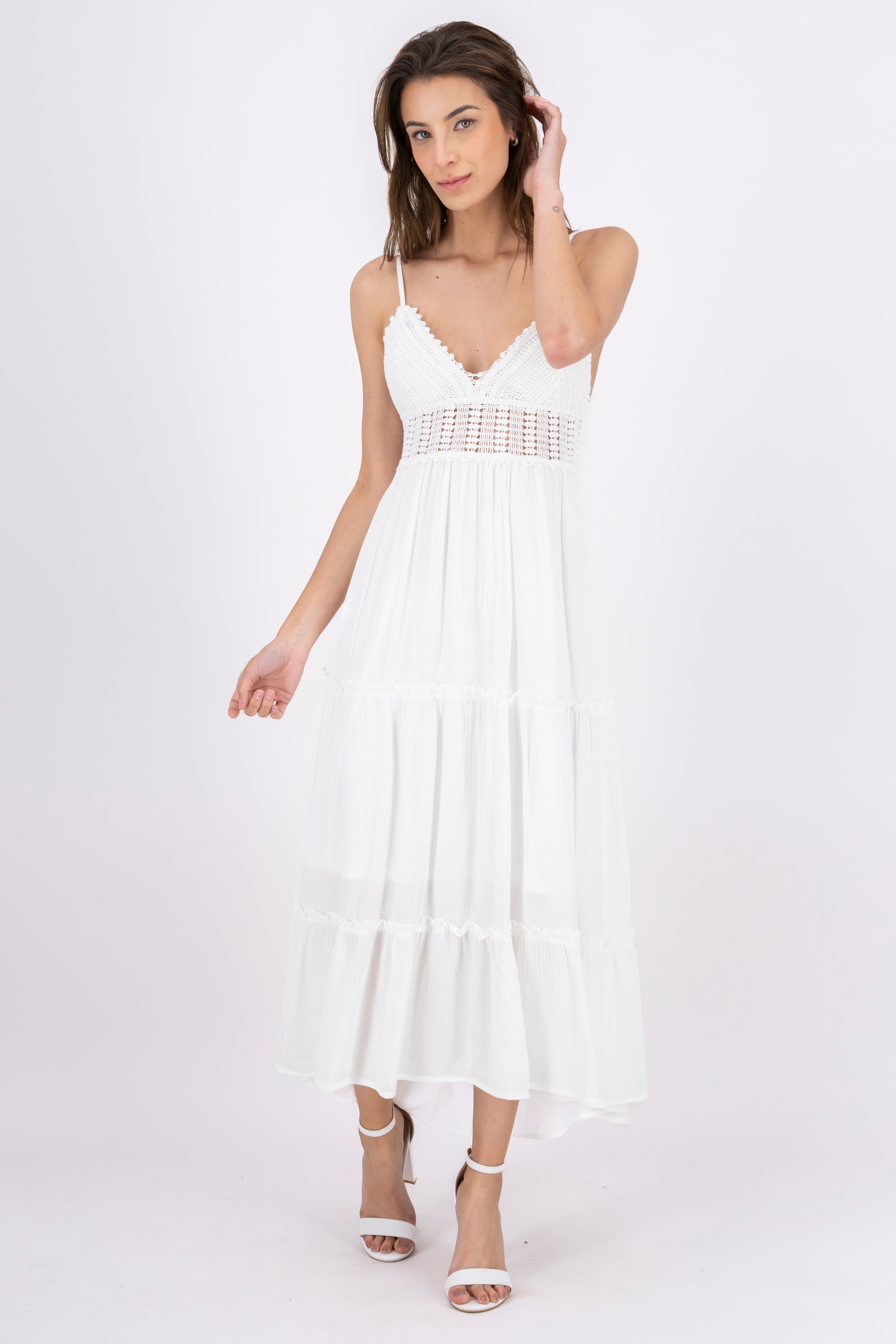 Maxi Cocochet Cup Dress WHITE