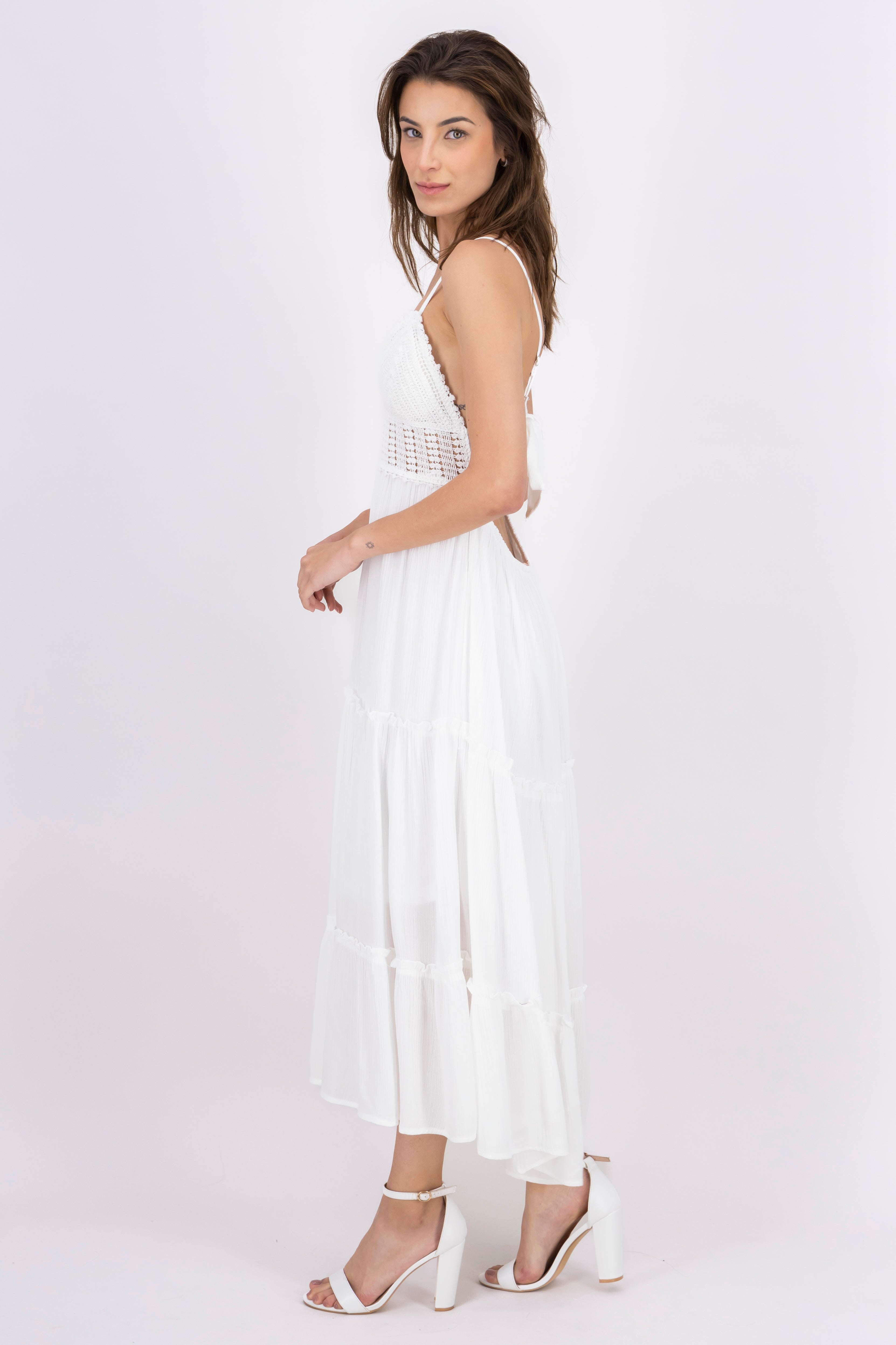 Maxi Cocochet Cup Dress WHITE