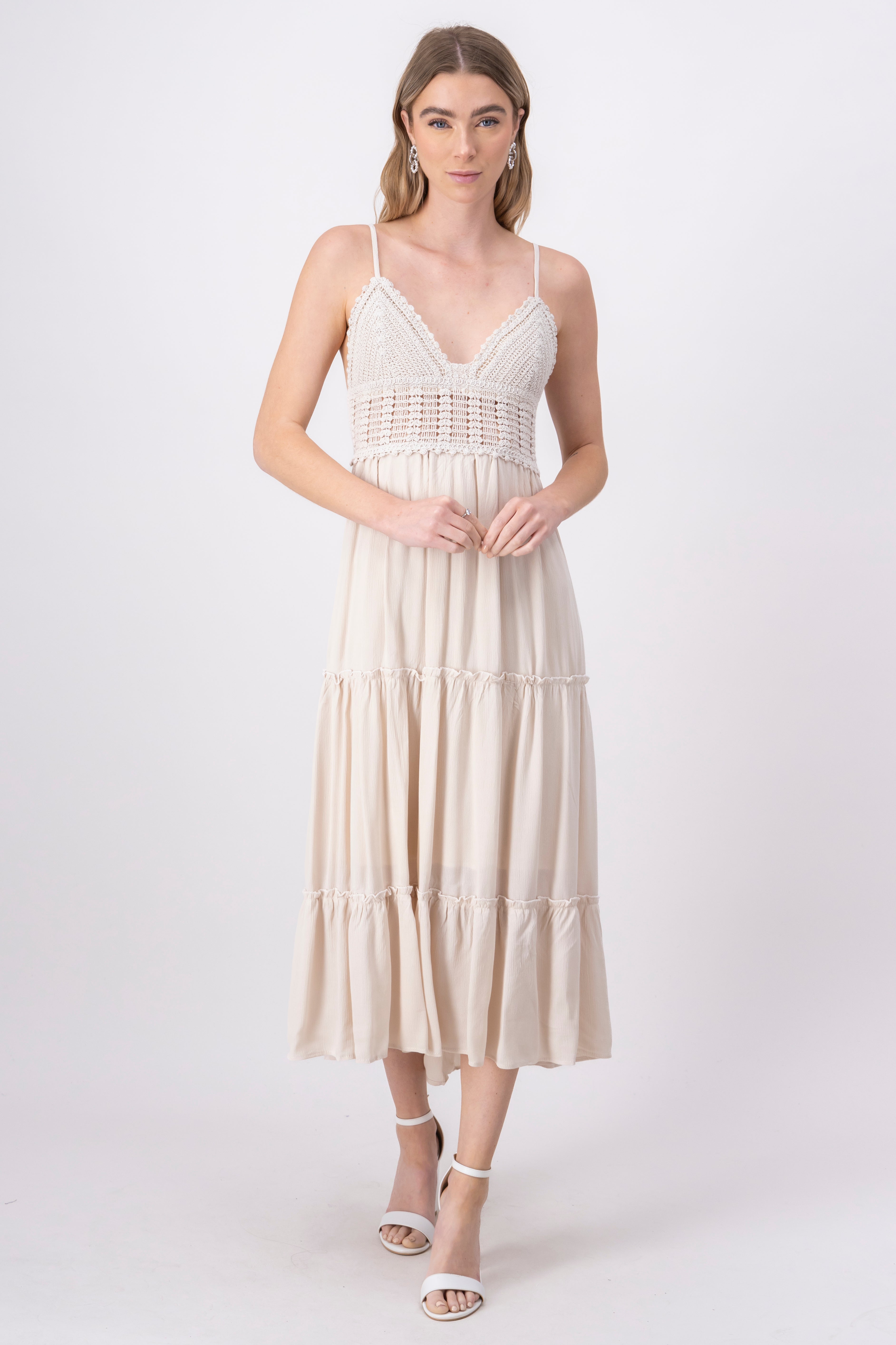 Maxi Cocochet Cup Dress BONE