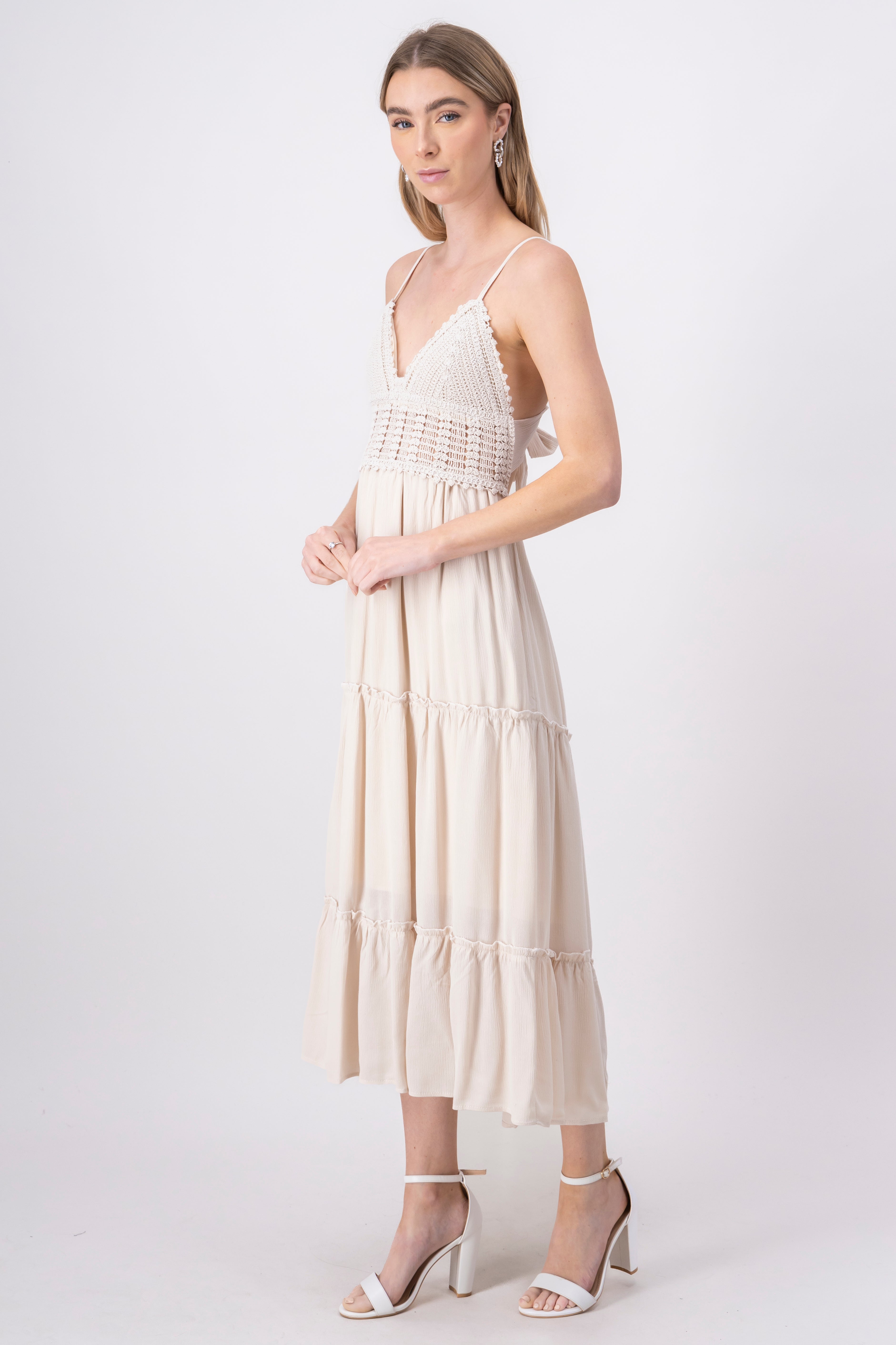 Maxi Cocochet Cup Dress BONE