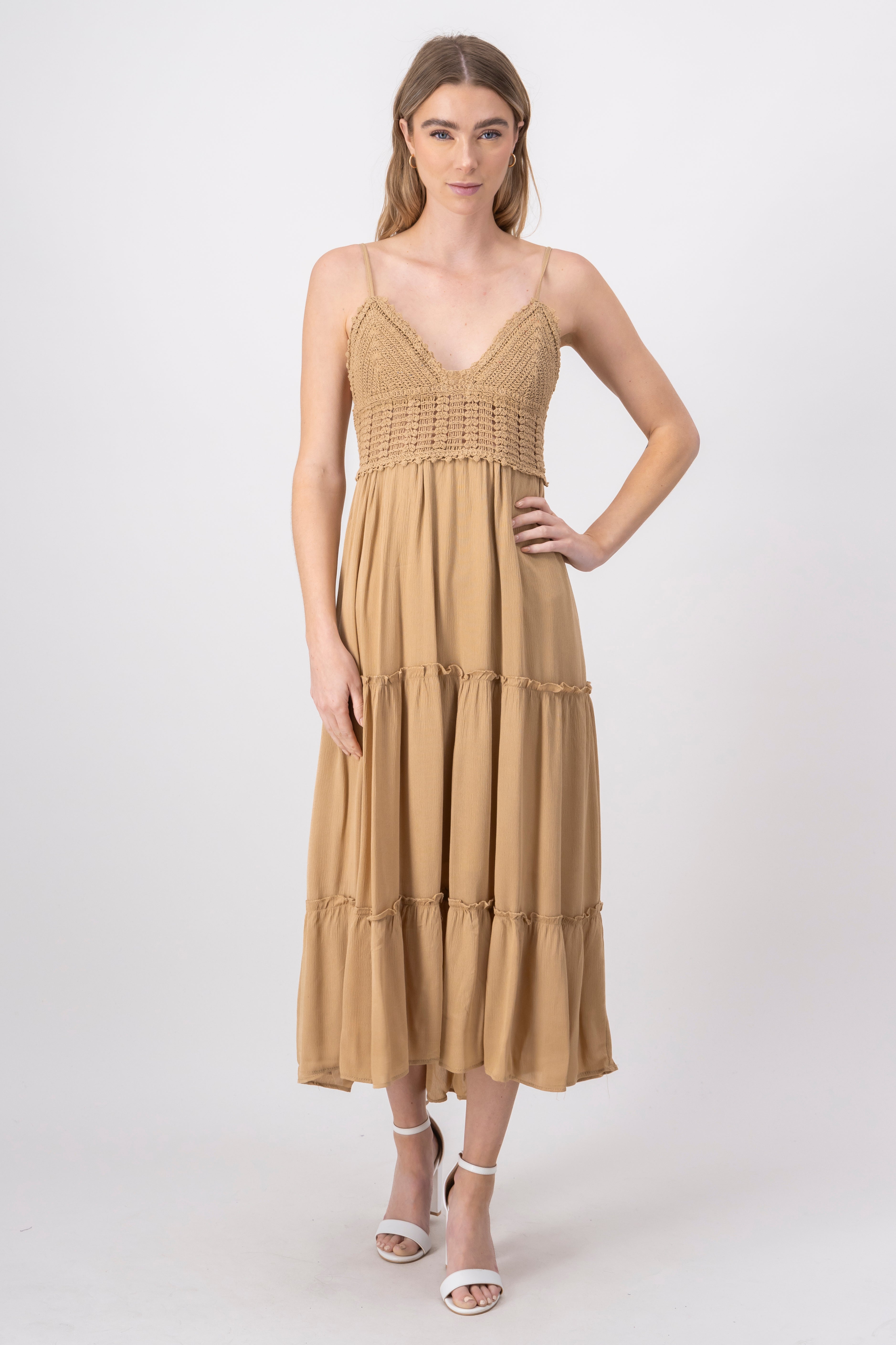 Maxi Cocochet Cup Dress Taupe