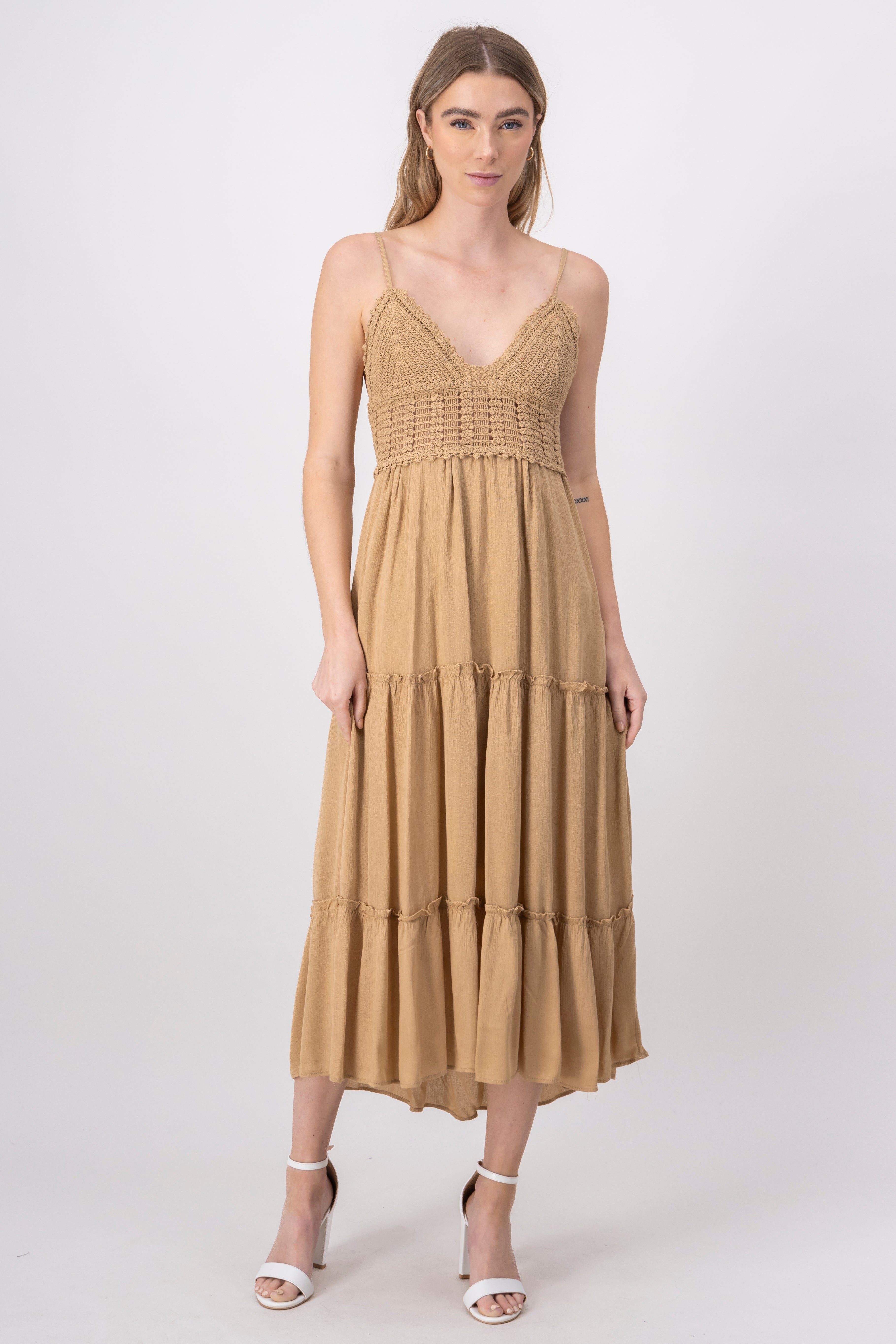 Maxi Cocochet Cup Dress Taupe