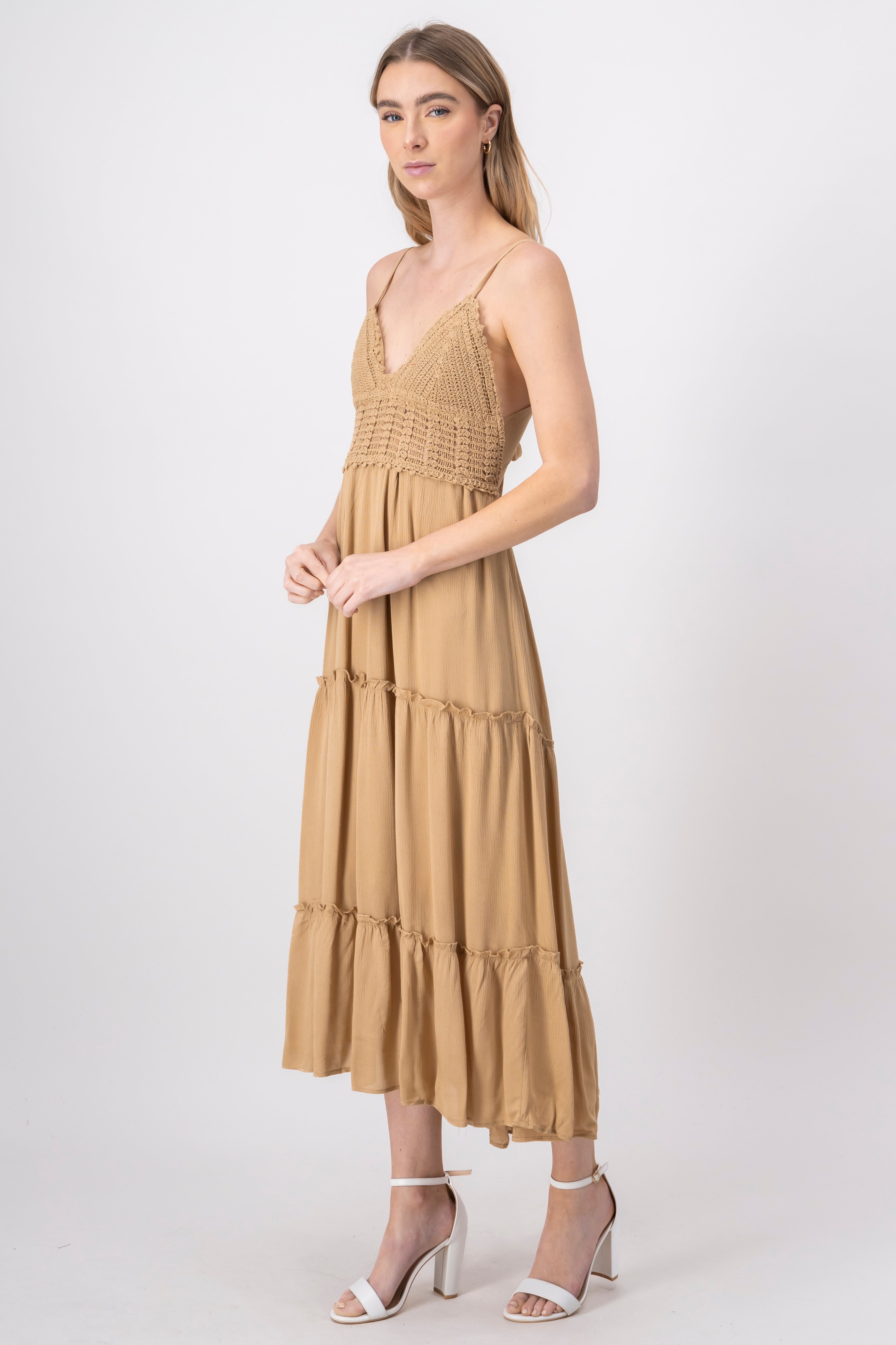 Maxi Cocochet Cup Dress Taupe