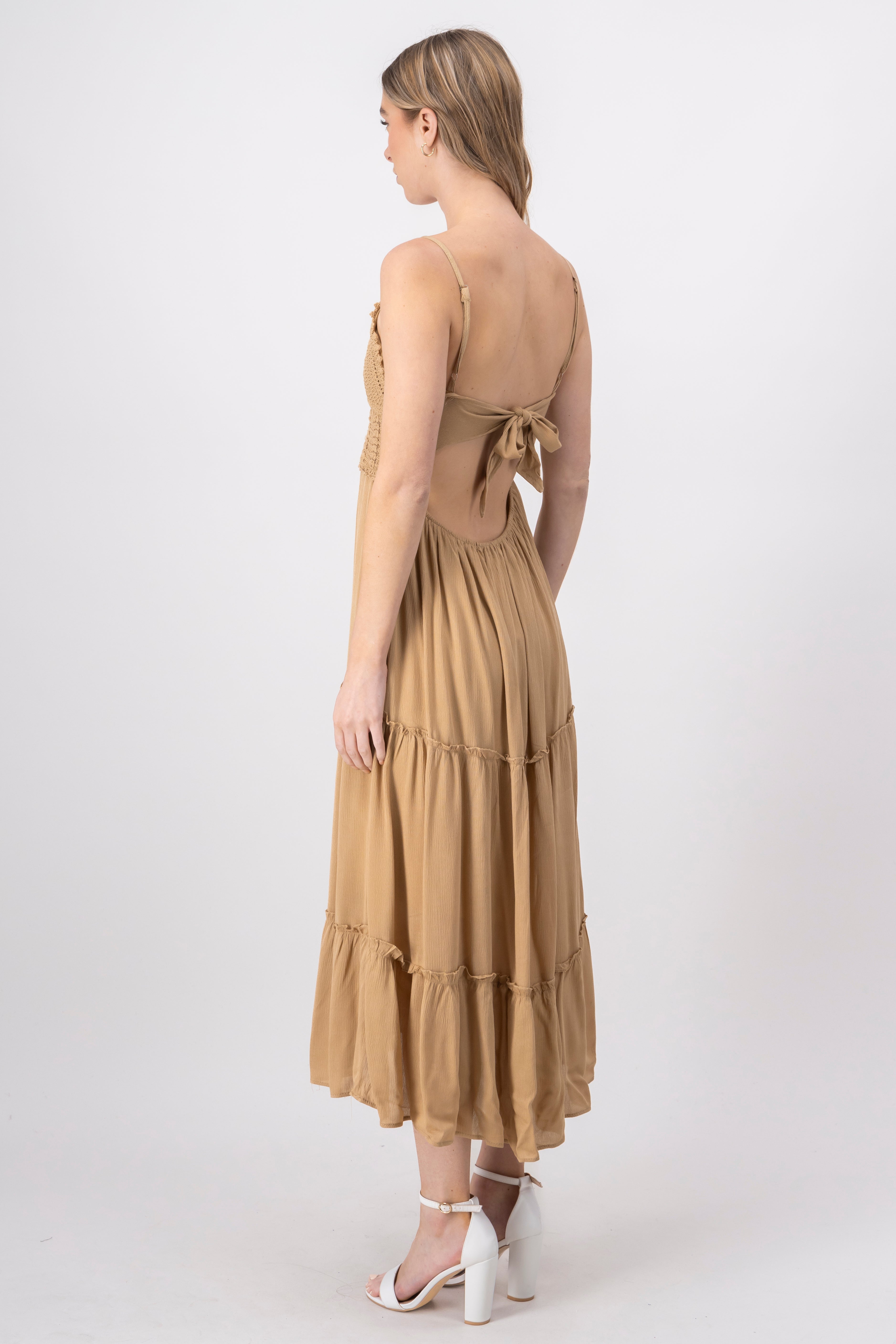 Maxi Cocochet Cup Dress Taupe