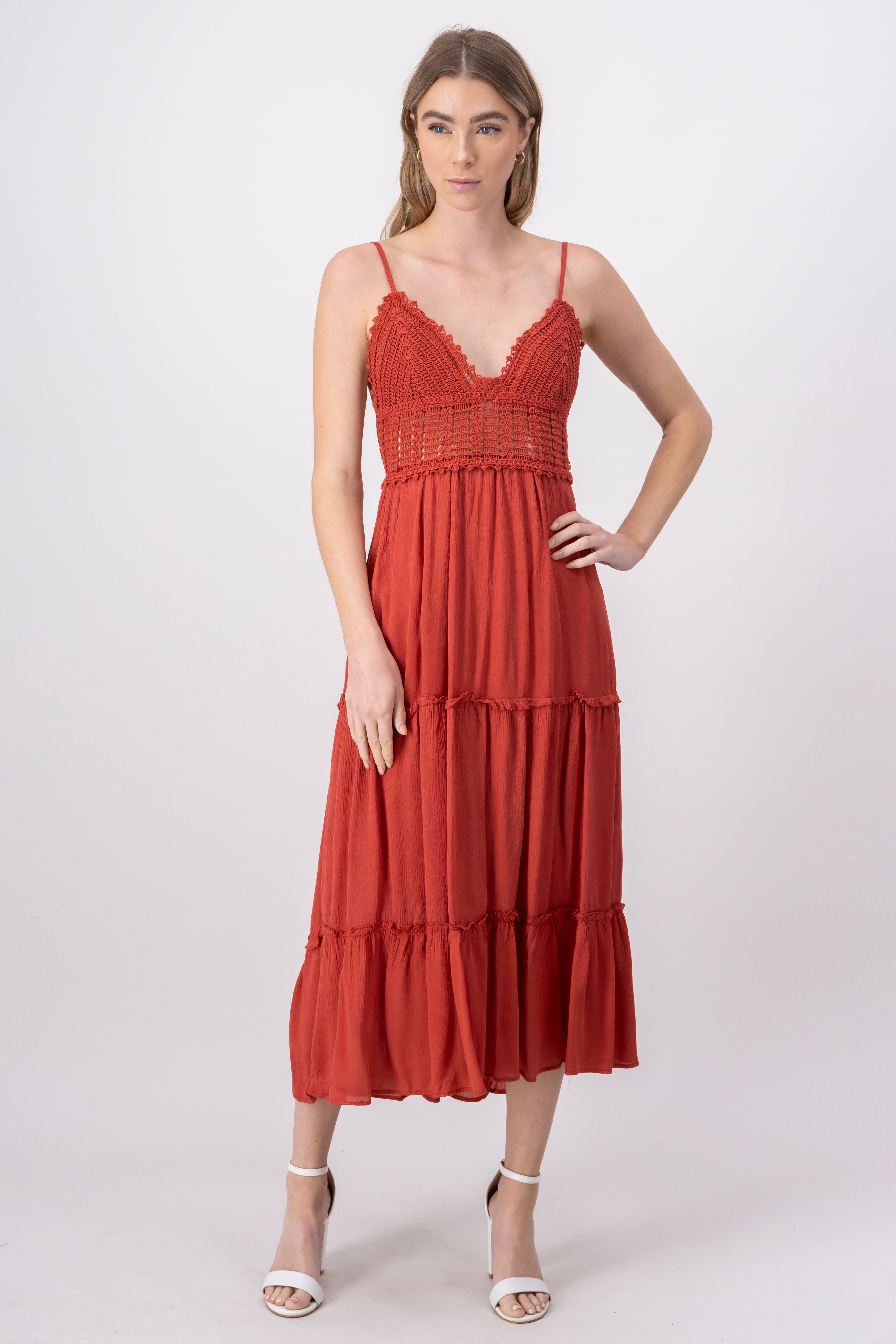 Maxi Cocochet Cup Dress BRICK