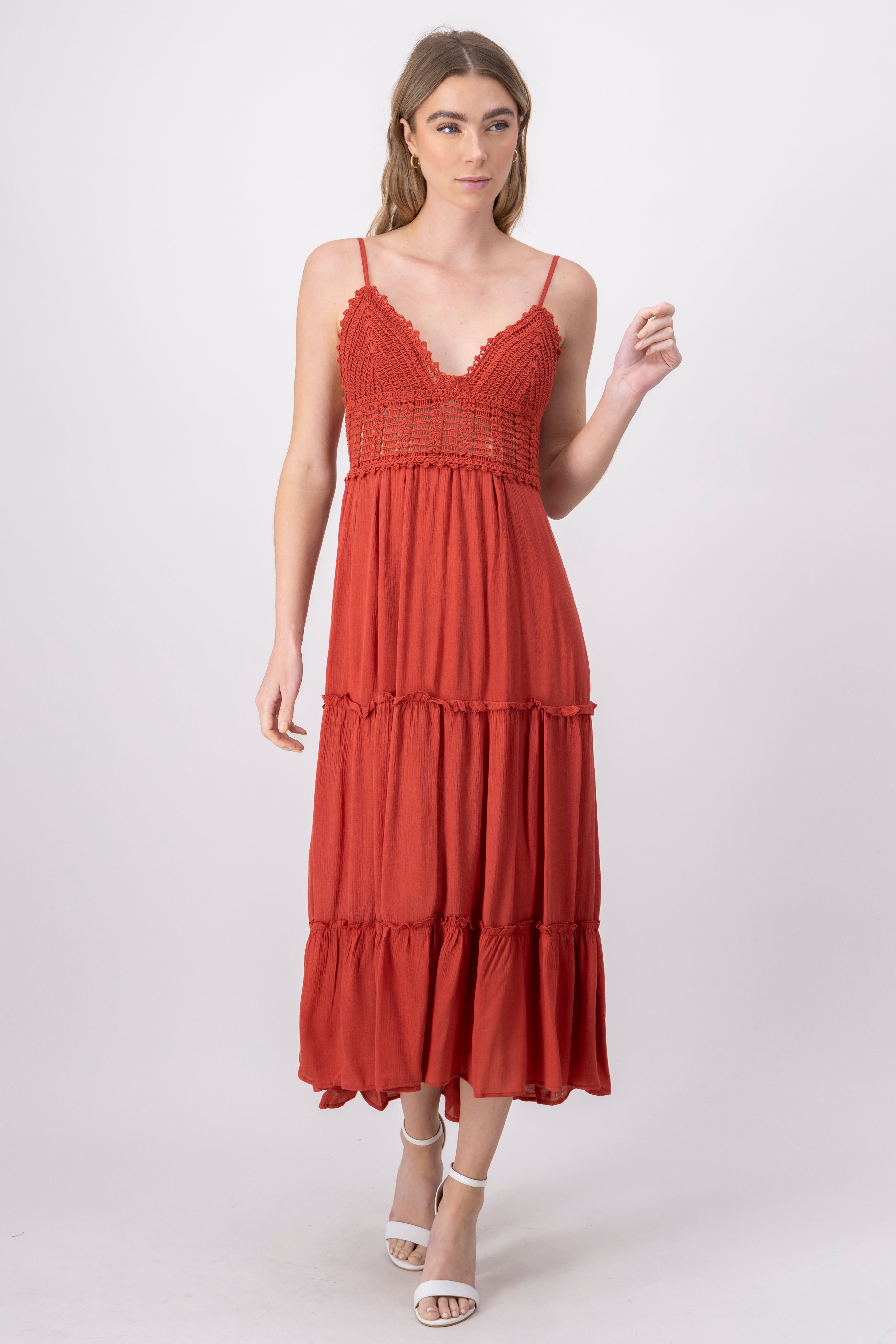 Maxi Cocochet Cup Dress BRICK