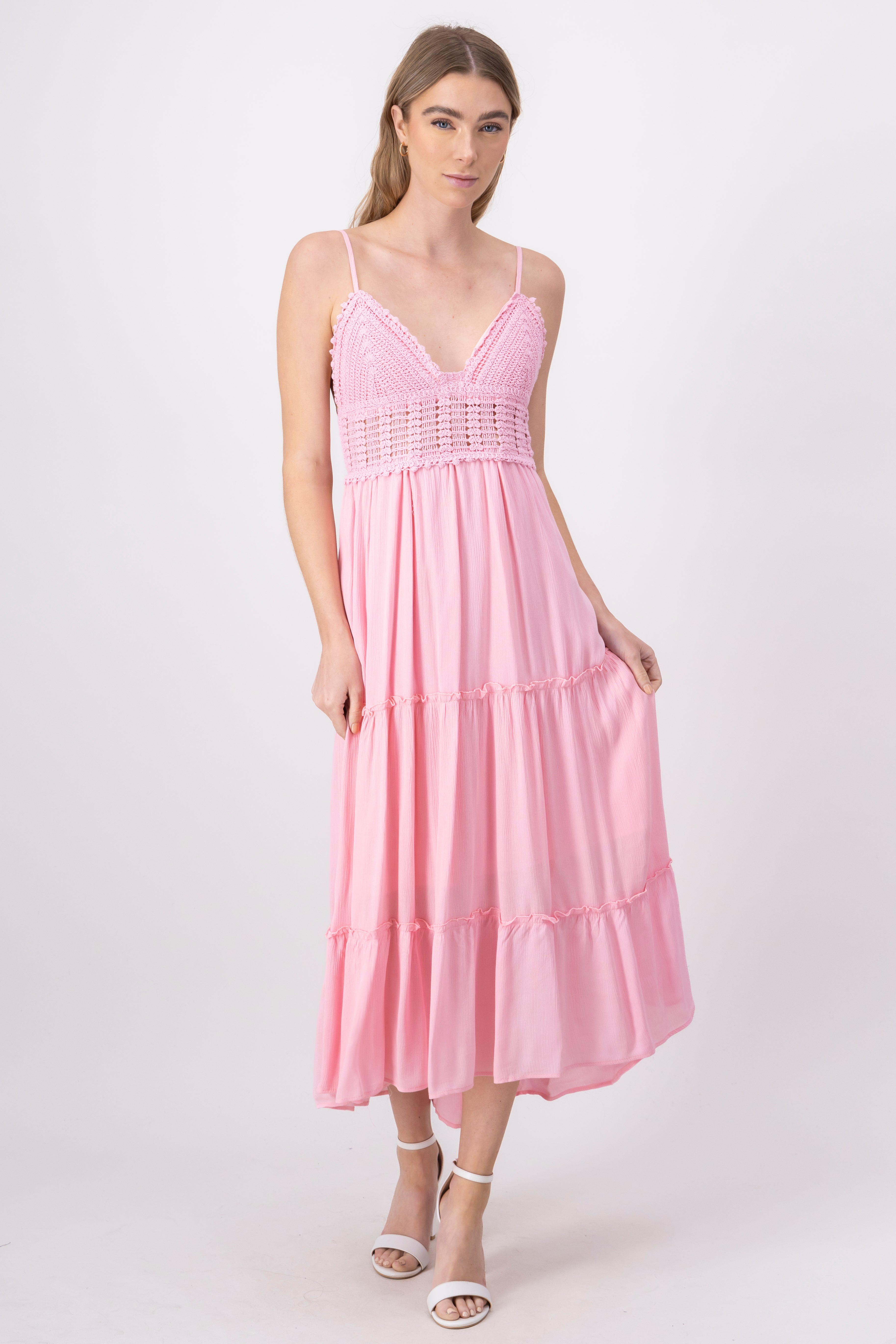 Maxi Cocochet Cup Dress PINK