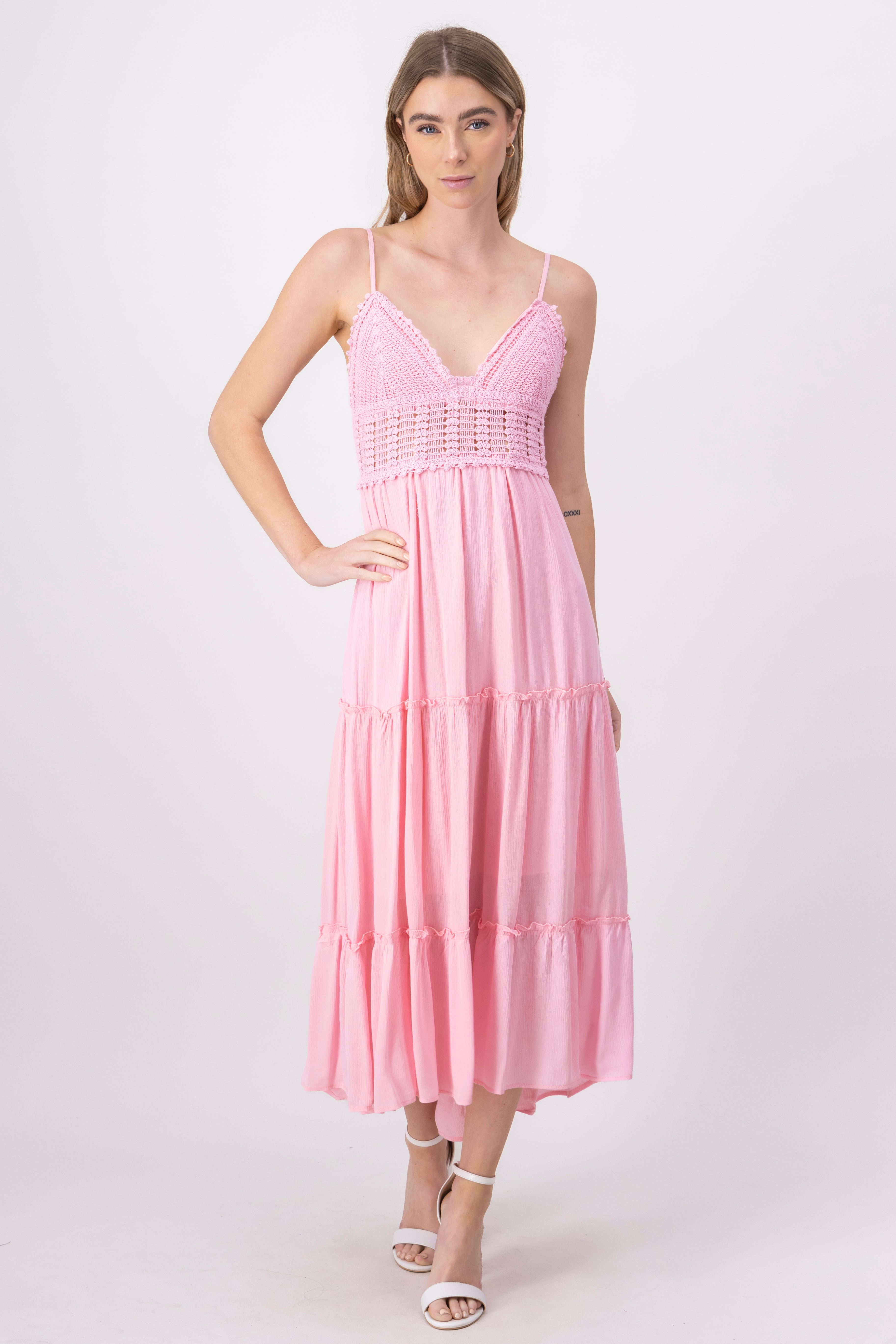 Maxi Cocochet Cup Dress PINK