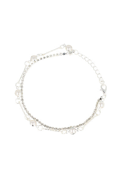 Anklet 2L pearls SILVER