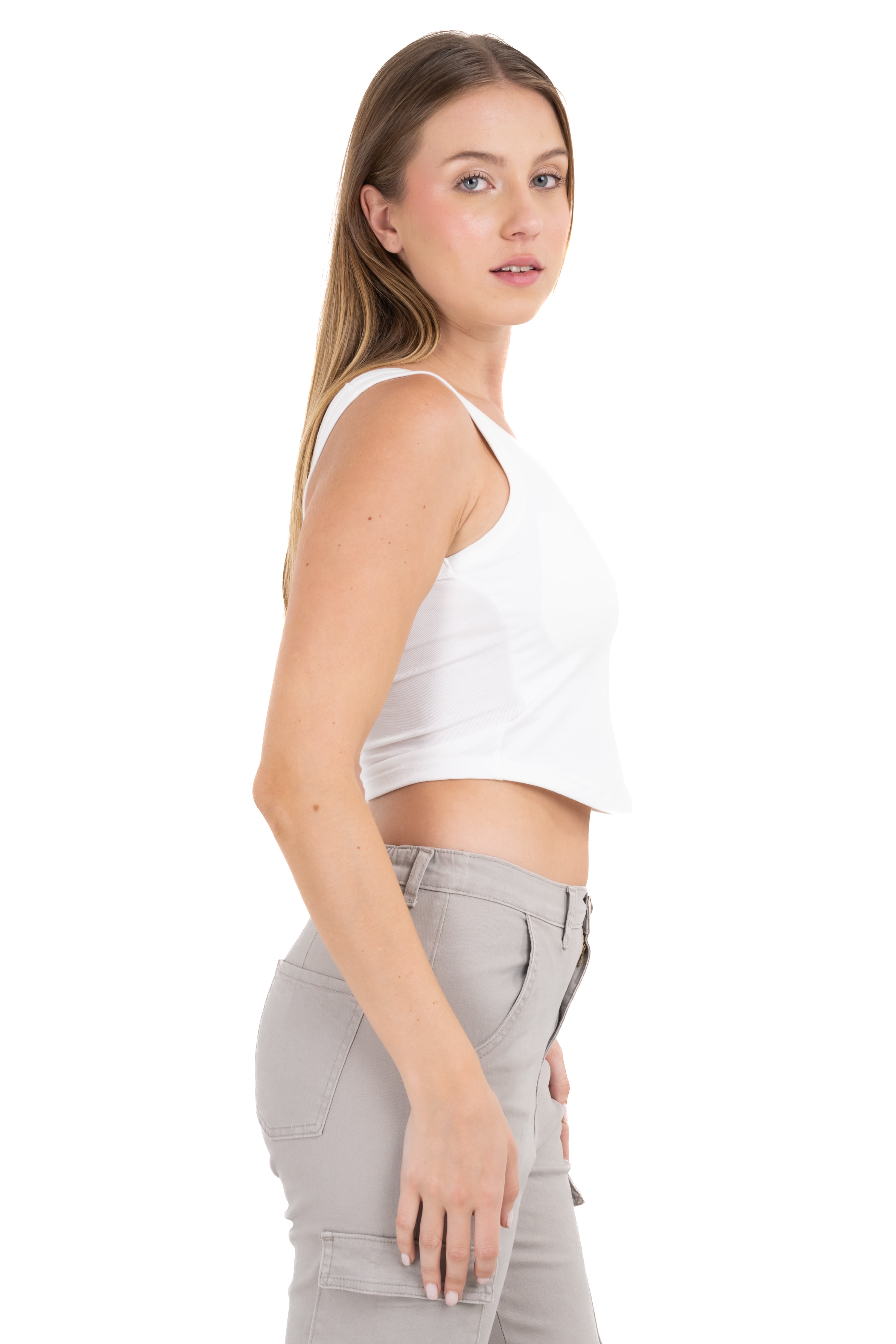 Top crop liso copas BLANCO