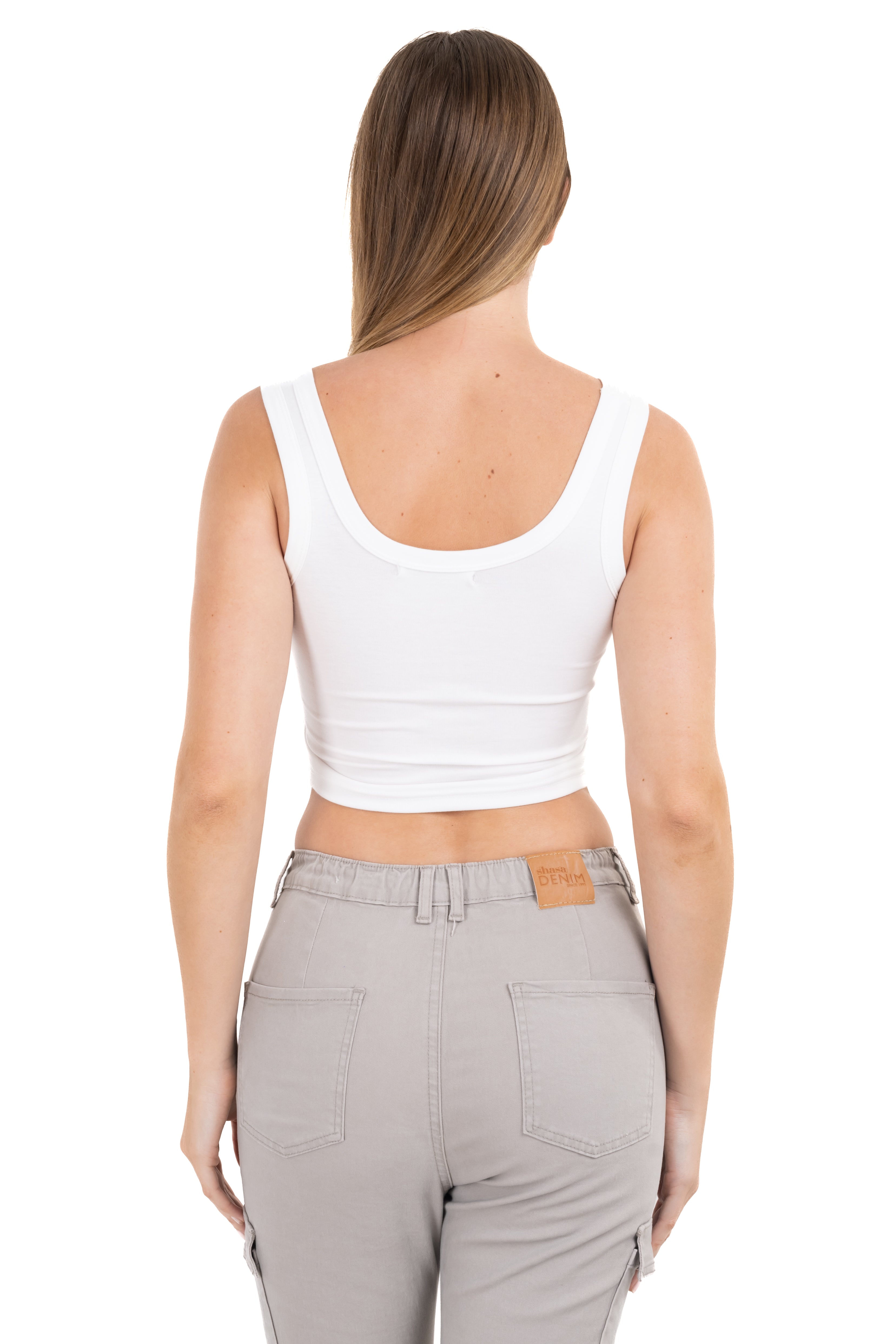 Top crop liso copas BLANCO