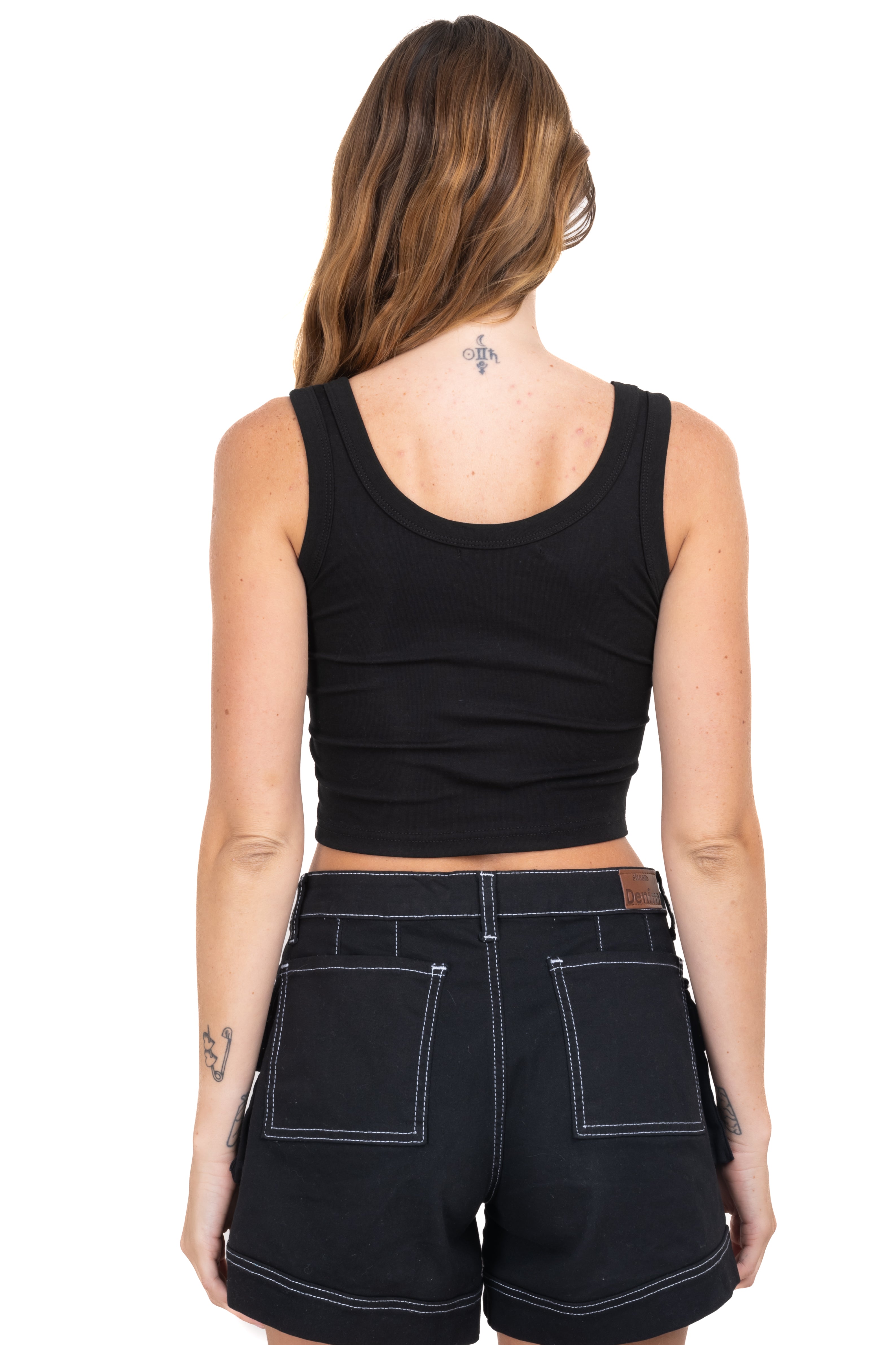 Top crop liso copas NEGRO