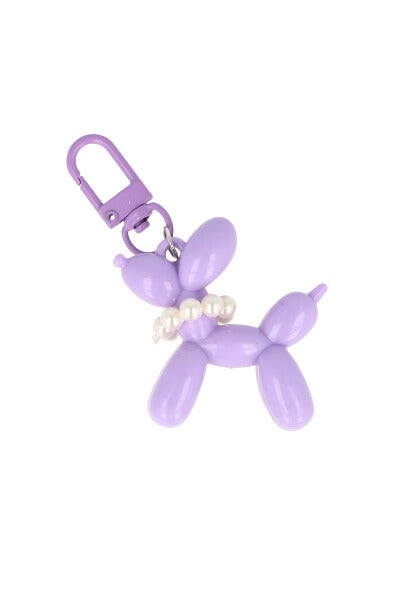 Llavero perrito globo perlas MORADO