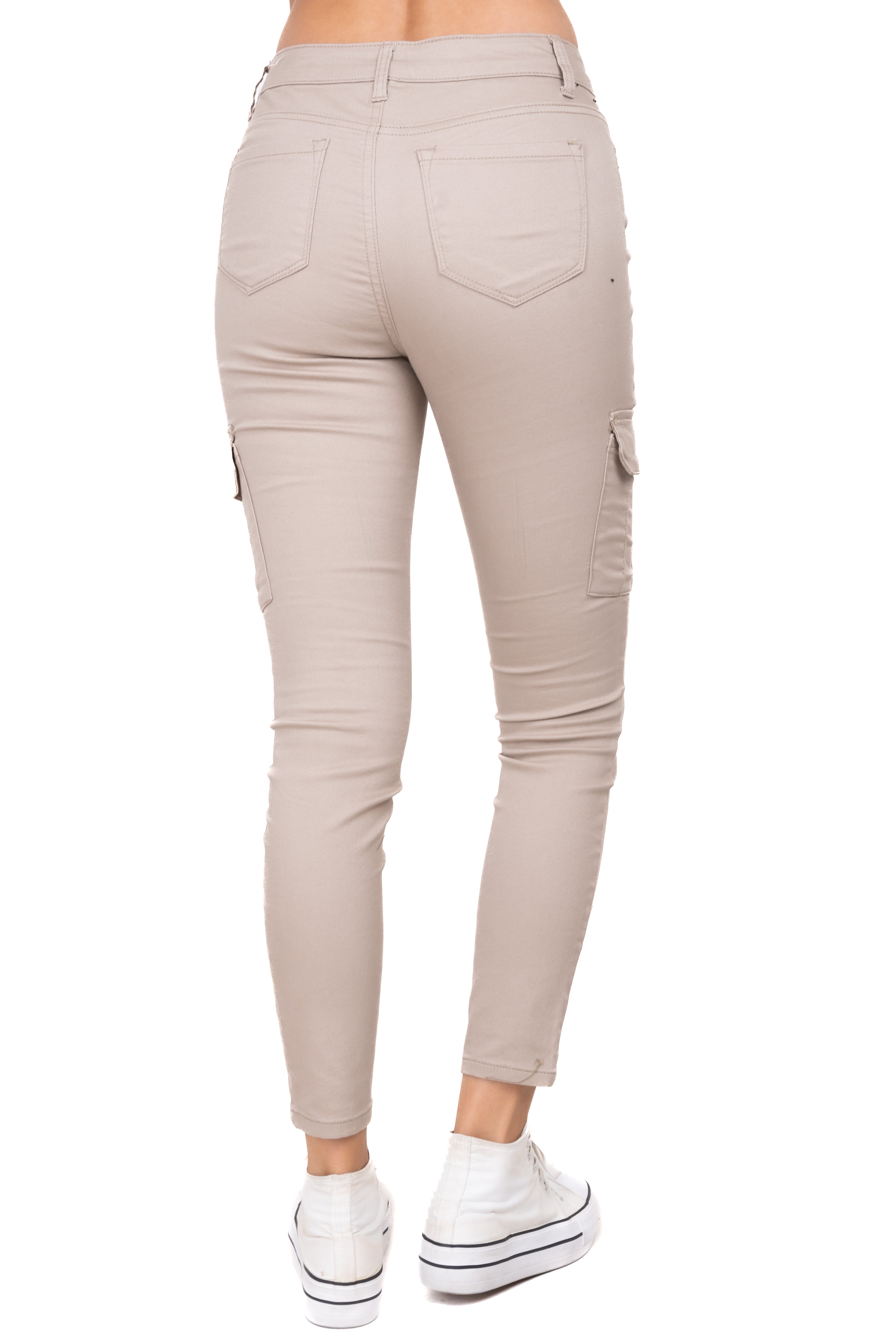 Pantalón cargo monocolor ajustado KHAKI