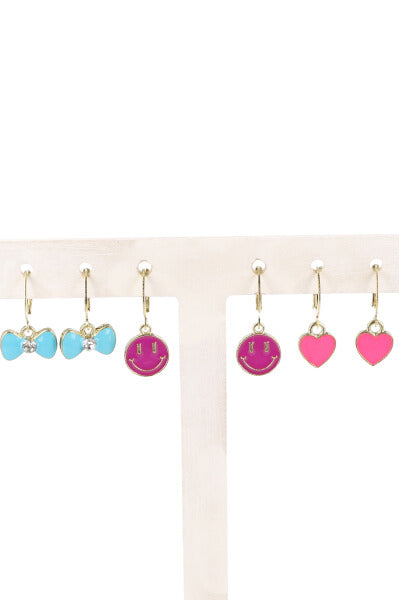 3PR earrings Happy Face PURPLE