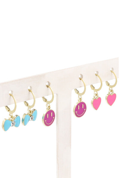 3PR earrings Happy Face PURPLE