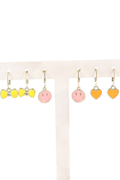 3PR earrings Happy Face PINK