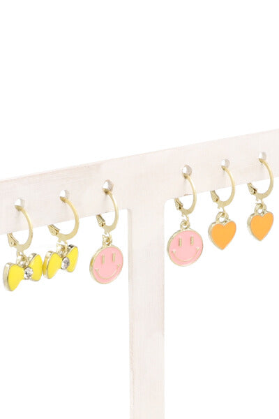 3PR earrings Happy Face PINK