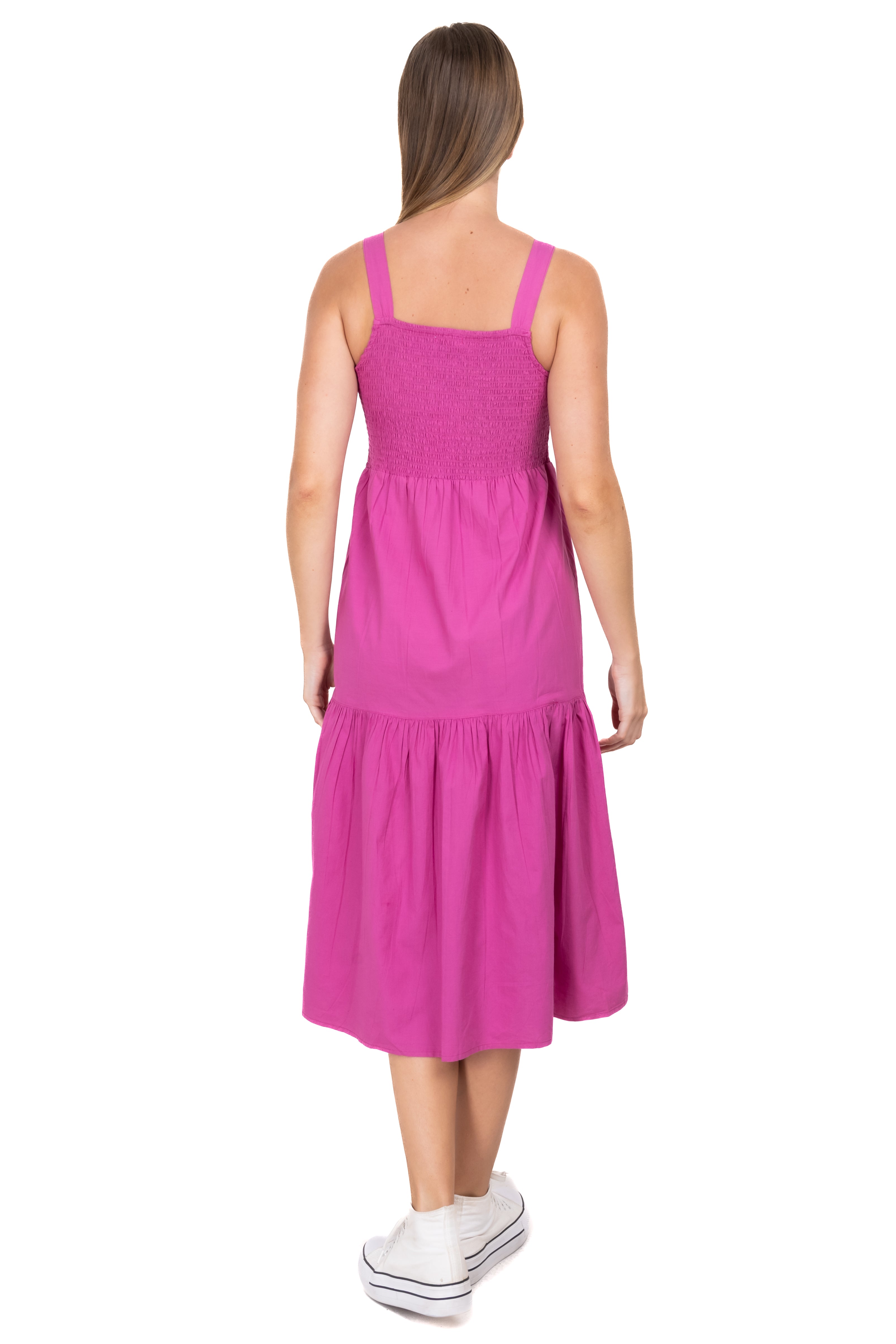 Vestido midi smock tirantes anchos FIUSHA