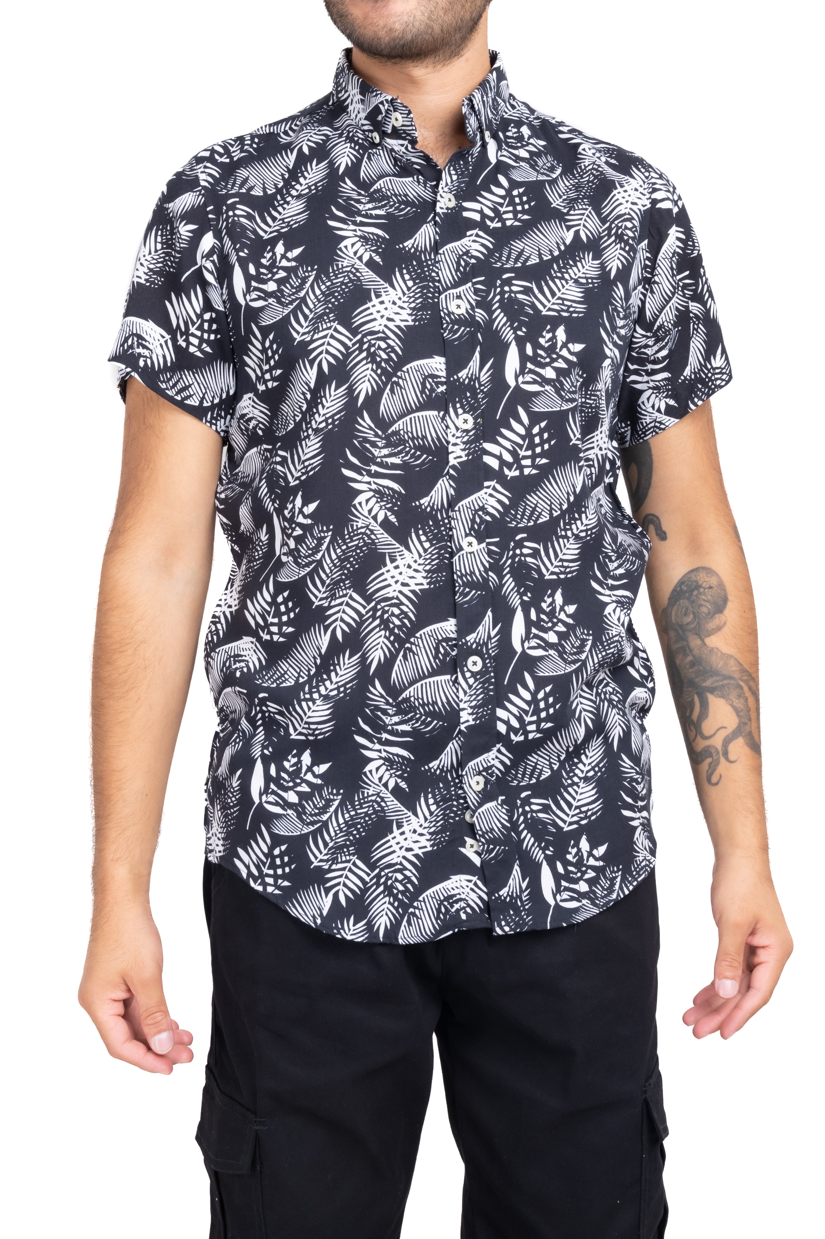 Camisa cuello alto tropical NEGRO COMBO