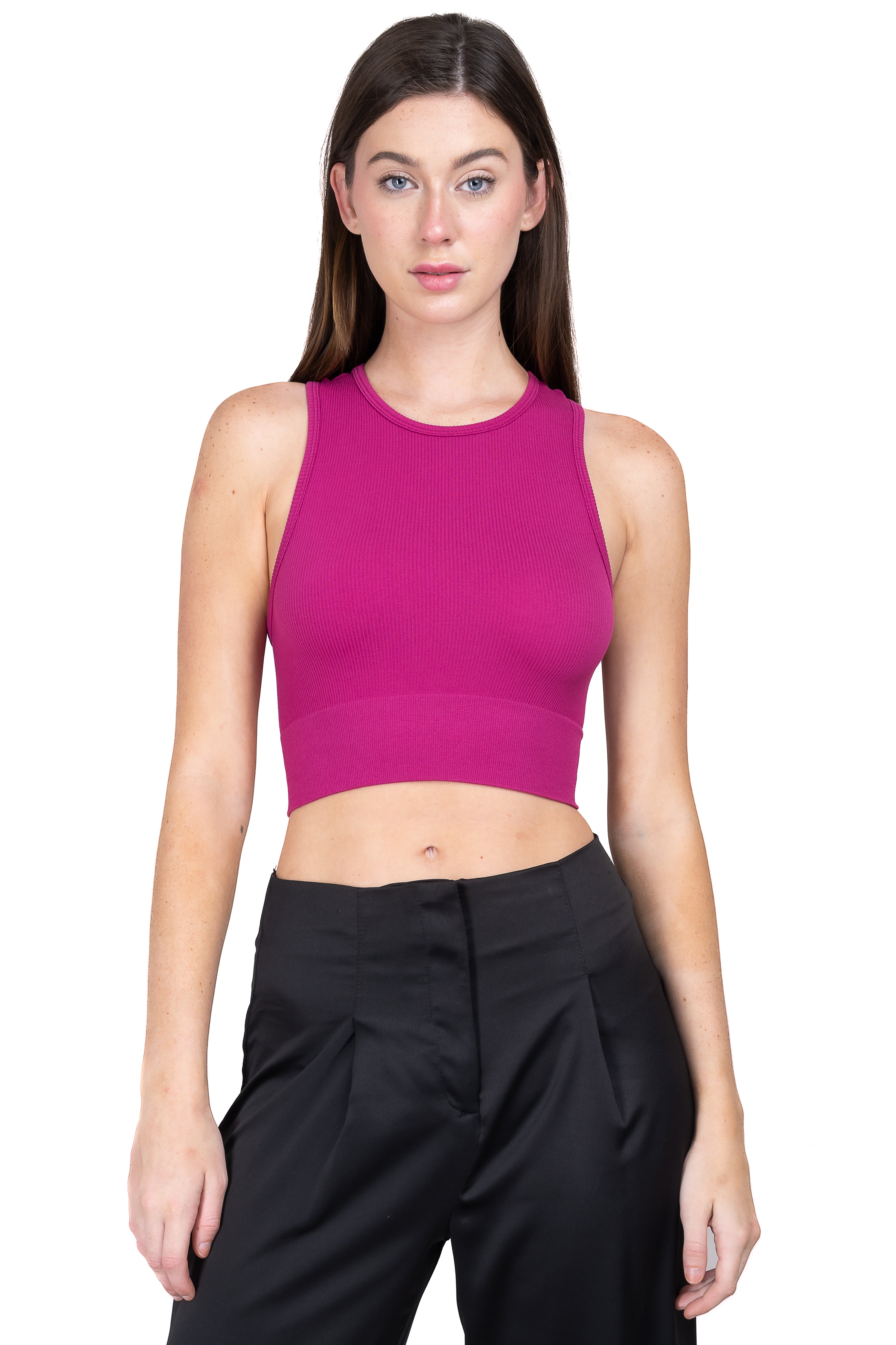 Top tank liso acanalado MAGENTA