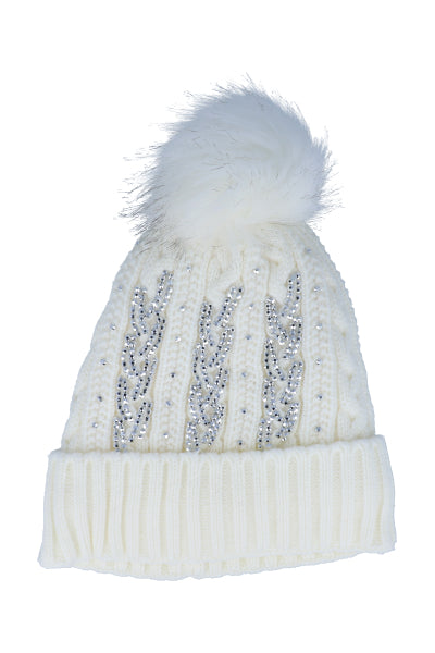 Gorro beanie tejido punto brillos BLANCO